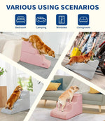 US Local Stock 3 Steps Grey Dog Stairs for Small Dogs, US Warehouse Free Shipping - GreenFur
