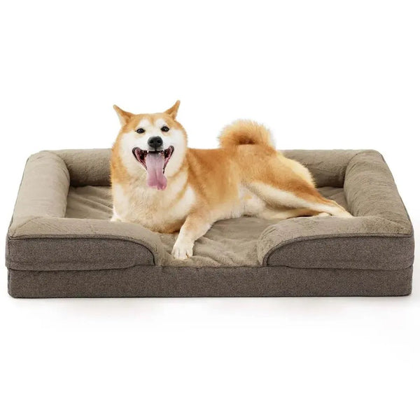 US Local Stock Orthopedic Dog Brown Sofa for Large Dogs, US Warehouse Free Shipping - GreenFur