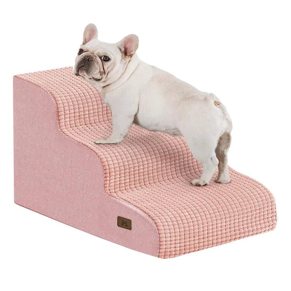 US Local Stock Pink 3 Step Dog Steps for High Bed, US Warehouse Free Shipping - GreenFur