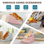 US Local Stock Pink 3 Step Dog Steps for High Bed, US Warehouse Free Shipping - GreenFur