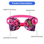 Valentine's Day Adjustable Pet Bow Tie Romantic Pink Dog and Cat Collar Accessory - GreenFur