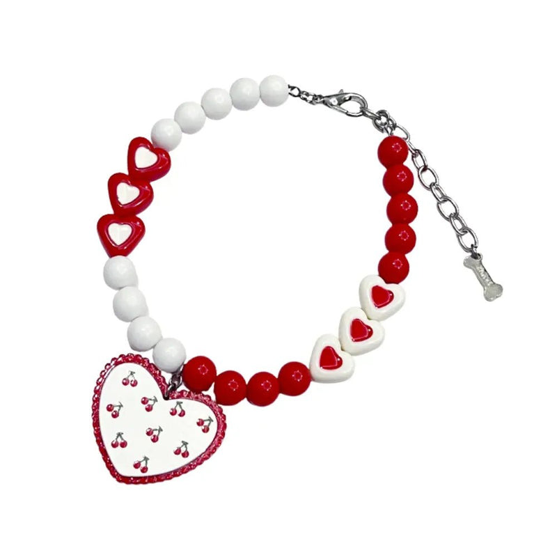 Valentine's Day Cute Pet Collar with Heart Pendant Adjustable Necklace for Cats and Small Dogs - GreenFur