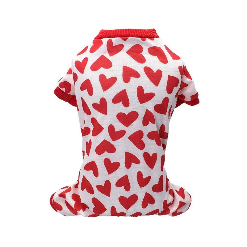 Valentine's Day Heart Print Four Legged Jumpsuit for Small to Medium Dogs - GreenFur