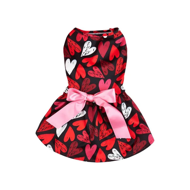 Valentine's Day Heart Print Pet Dress Princess Style Outfit for Small Dog and Cat - GreenFur