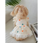 Valentine's Day Heart Print Ruffle Pet Dress - GreenFur
