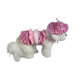 Valentine's Day Leopard Print Bikini Beach Swimsuit Puppy Bathing Dress Suit with Hat - GreenFur