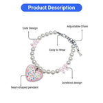 Valentine's Day Pearl Beaded Pet Collar with Heart Pendant Adjustable Necklace for Small and Medium Dogs and Cats - GreenFur