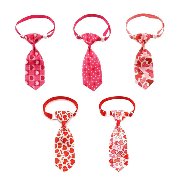 Valentine's Day Pet Bow Tie Stylish Heart Pattern Dog and Cat Neckwear Accessory - GreenFur