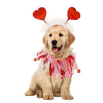 Valentine's Day Pet Decoration Set Dog Neckband Headband Party Accessories - GreenFur
