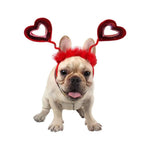 Valentine's Day Pet Headband Sparkly Heart Antenna Accessory for Dog Festive - GreenFur