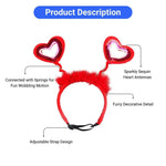 Valentine's Day Pet Headband Sparkly Heart Antenna Accessory for Dog Festive - GreenFur