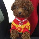 Valentine's Day Pet Pearl Necklace with Rhinestone Heart Pendant - GreenFur