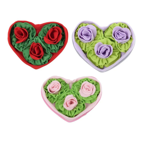 Valentine's Day Pet Sniffing Mat with Rose Pattern Heart Shape Puzzle Toy for Cats and Dogs Slow Feeder and Enrichment - GreenFur