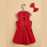 Valentine's Day Red Corduroy Dog Dress with Matching Hair Clip - GreenFur