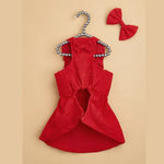 Valentine's Day Red Corduroy Dog Dress with Matching Hair Clip - GreenFur