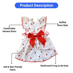 Valentine's Day Soft Fabric Ruffled Heart Harness Pet Dress with Reinforced D Ring - GreenFur