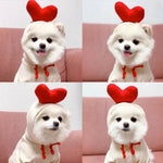 Valentine's Day Warm Fleece Hoodie with Red Heart Design for Pets - GreenFur
