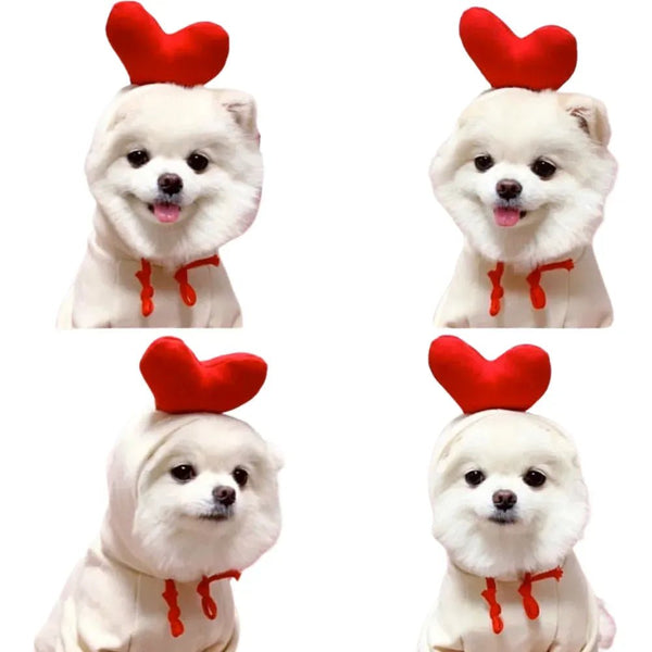 Valentine's Day Warm Fleece Hoodie with Red Heart Design for Pets - GreenFur