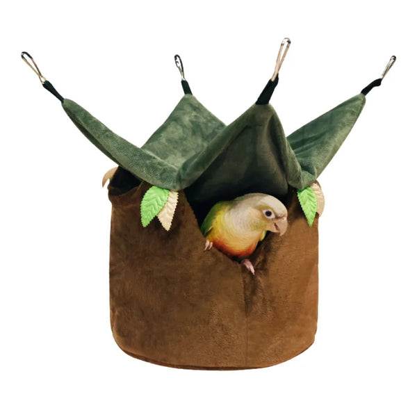 Ventilated Sun Protection Hanging Plush Bird Nest with PE Base - GreenFur