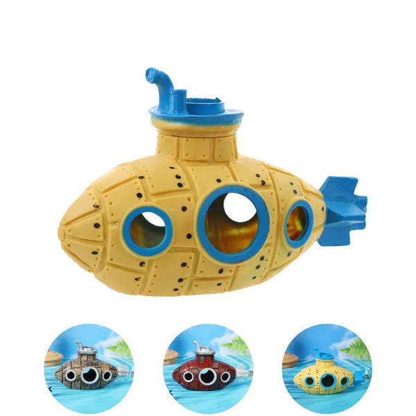 Vintage Submarine Hideout Aquarium Decor PVC Fish Shrimp Cave Ornament - GreenFur