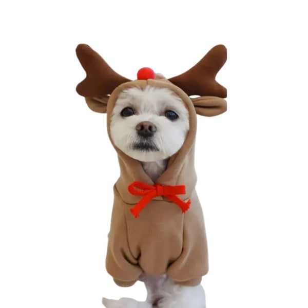 Warm Dog Winter Clothes Cute Deer Dog Coat Hoodies - GreenFur