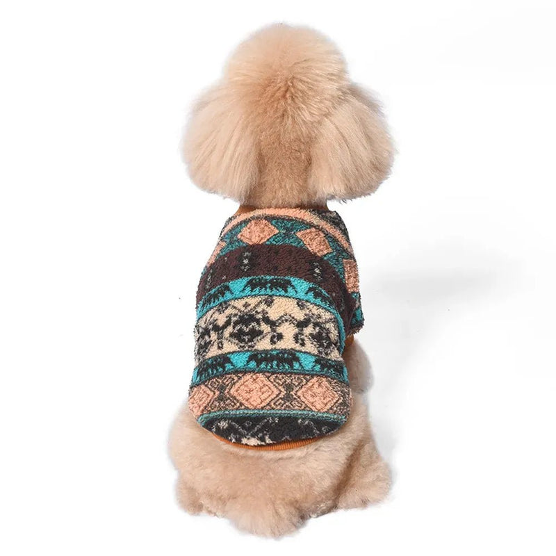 Warm Elastic Plush Pet Sweatshirt with Vintage Print for Dogs - GreenFur