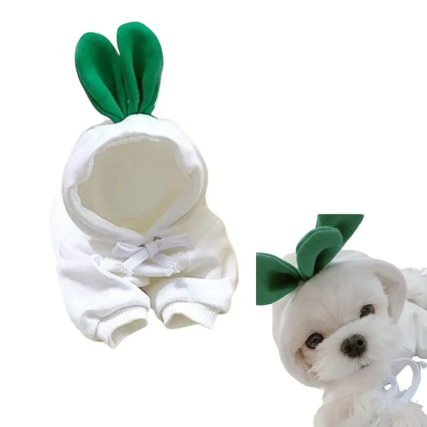 Warm Fleece Hoodies with Mooli Radish Design for Pets - GreenFur