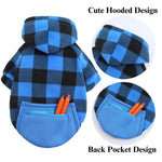 Warm Plaid Sweatshirt Hoodie with Zip Pocket for Small, Medium & Large Dogs - GreenFur