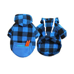 Warm Plaid Sweatshirt Hoodie with Zip Pocket for Small, Medium & Large Dogs - GreenFur