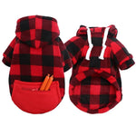 Warm Plaid Sweatshirt Hoodie with Zip Pocket for Small, Medium & Large Dogs - GreenFur