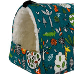 Warm Plush Hamster and Parrot Nest with Forest Design - GreenFur