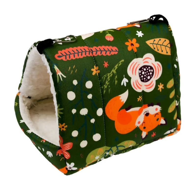 Warm Plush Hamster and Parrot Nest with Fox Design - GreenFur