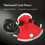 Warm Rabbit Outfit with Leather Leash Christmas New Year Thickened Clothing - GreenFur