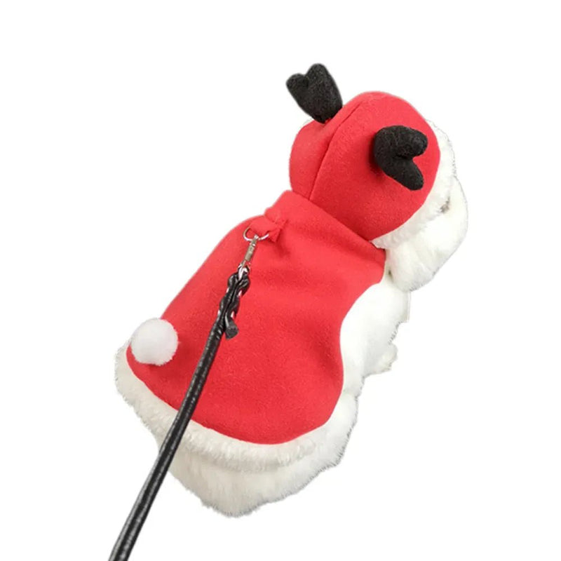 Warm Rabbit Outfit with Leather Leash Christmas New Year Thickened Clothing - GreenFur