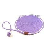 Washable Durable Woven Cotton Rope Cat Scratching Mat with Ball - GreenFur