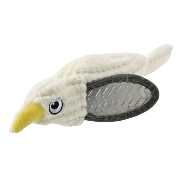 White Raptor Style Squeaky Plush Dog Toy with Oxford Cloth Wing - GreenFur