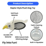 White Raptor Style Squeaky Plush Dog Toy with Oxford Cloth Wing - GreenFur