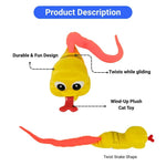 Windup Wiggling Snake Cat Toy Plush Tail Twist Crawler for Interactive Indoor Play - GreenFur
