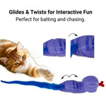 Windup Wiggling Snake Cat Toy Plush Tail Twist Crawler for Interactive Indoor Play - GreenFur