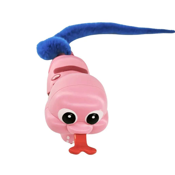 Windup Wiggling Snake Cat Toy Plush Tail Twist Crawler for Interactive Indoor Play - GreenFur