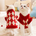 Winter Cat Sweater for New Year Cherry Patterned Pet Clothing - GreenFur