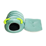 Winter Caterpillar Pet Bed Soft Enclosed Cat House - GreenFur