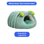 Winter Caterpillar Pet Bed Soft Enclosed Cat House - GreenFur