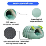 Winter Caterpillar Pet Bed Soft Enclosed Cat House - GreenFur