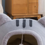 Winter Cozy Cat - Shaped Pet Bed Semi - Enclosed with Plush - GreenFur