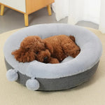 Winter Decorative Pom - Poms Plush Pet Bed with Thick Padding - GreenFur