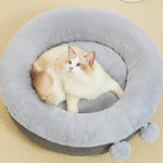 Winter Decorative Pom - Poms Plush Pet Bed with Thick Padding - GreenFur