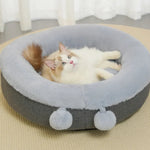 Winter Decorative Pom - Poms Plush Pet Bed with Thick Padding - GreenFur