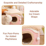 Winter Ice Cream - Shaped Pet Bed with Plush Fabric - GreenFur