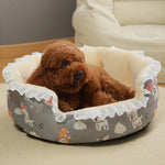 Winter Non - Slip Floral Pet Bed with Thick Padding - GreenFur